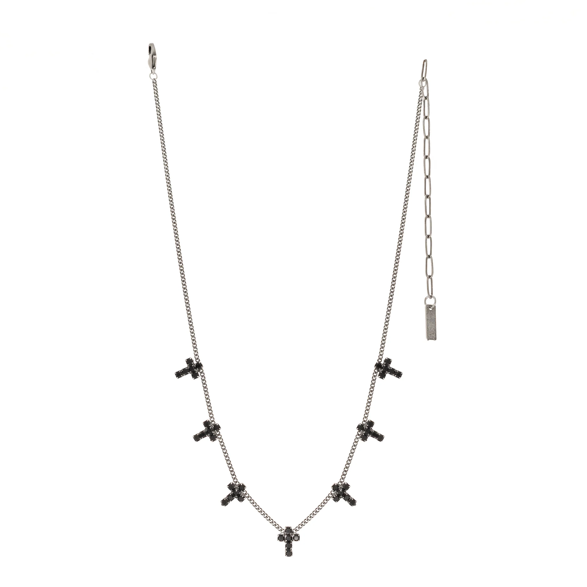Multi Cross Necklace In Antique Silver Jet – Jet Black - TOVA-230 Jewelry-TOVA-Coastal Bloom Boutique, find the trendiest versions of the popular styles and looks Located in Indialantic, FL