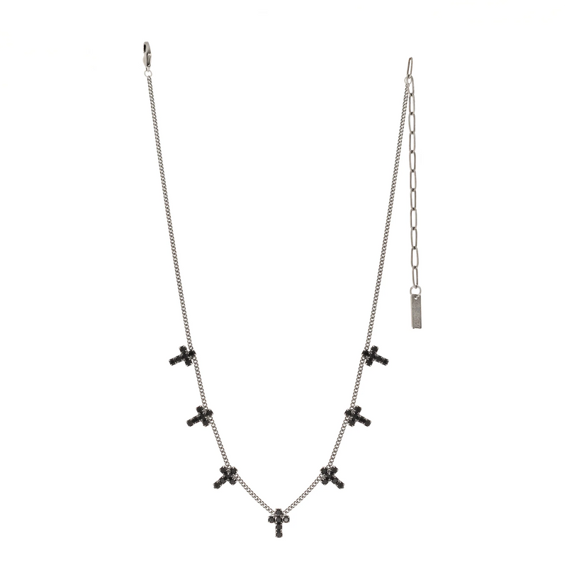 Multi Cross Necklace In Antique Silver Jet – Jet Black - TOVA-230 Jewelry-TOVA-Coastal Bloom Boutique, find the trendiest versions of the popular styles and looks Located in Indialantic, FL