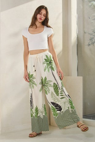 Palm Breeze Wide-Leg Pants-170 Bottoms-ODDI-Coastal Bloom Boutique, find the trendiest versions of the popular styles and looks Located in Indialantic, FL
