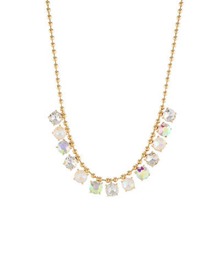 Iridescent Stone Charm Necklace - White/Multi