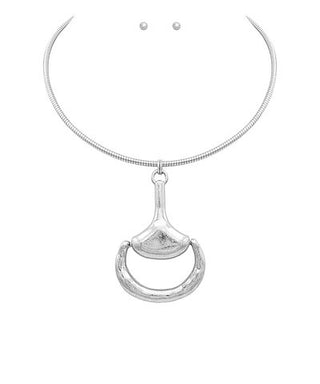 Silver necklace with a unique pendant on a white background