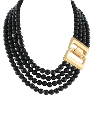 Statement Clasp Acrylic Ball Necklace - Black