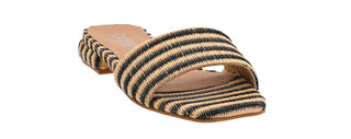 Coastal Ease Slide Sandals - Black Natural Raffia