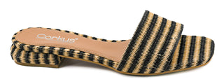 Coastal Ease Slide Sandals - Black Natural Raffia