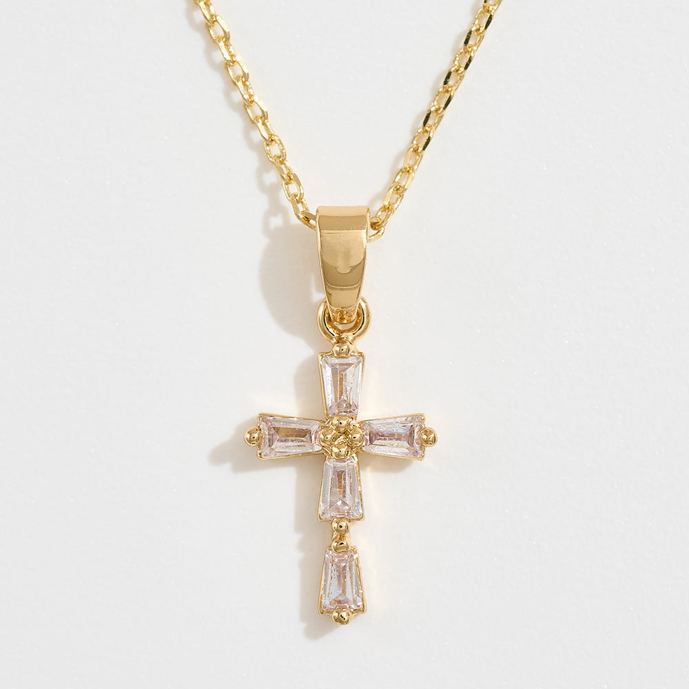 Graceful Radiance Cross Necklace-230 Jewelry-NYW-Coastal Bloom Boutique, find the trendiest versions of the popular styles and looks Located in Indialantic, FL