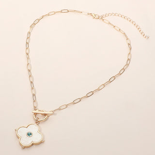 Floral Charm Necklace - White