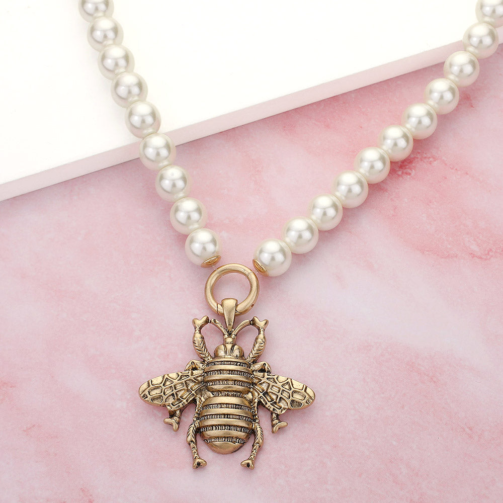 Queen Bee Pearl Necklace-230 Jewelry-NYW-Coastal Bloom Boutique, find the trendiest versions of the popular styles and looks Located in Indialantic, FL