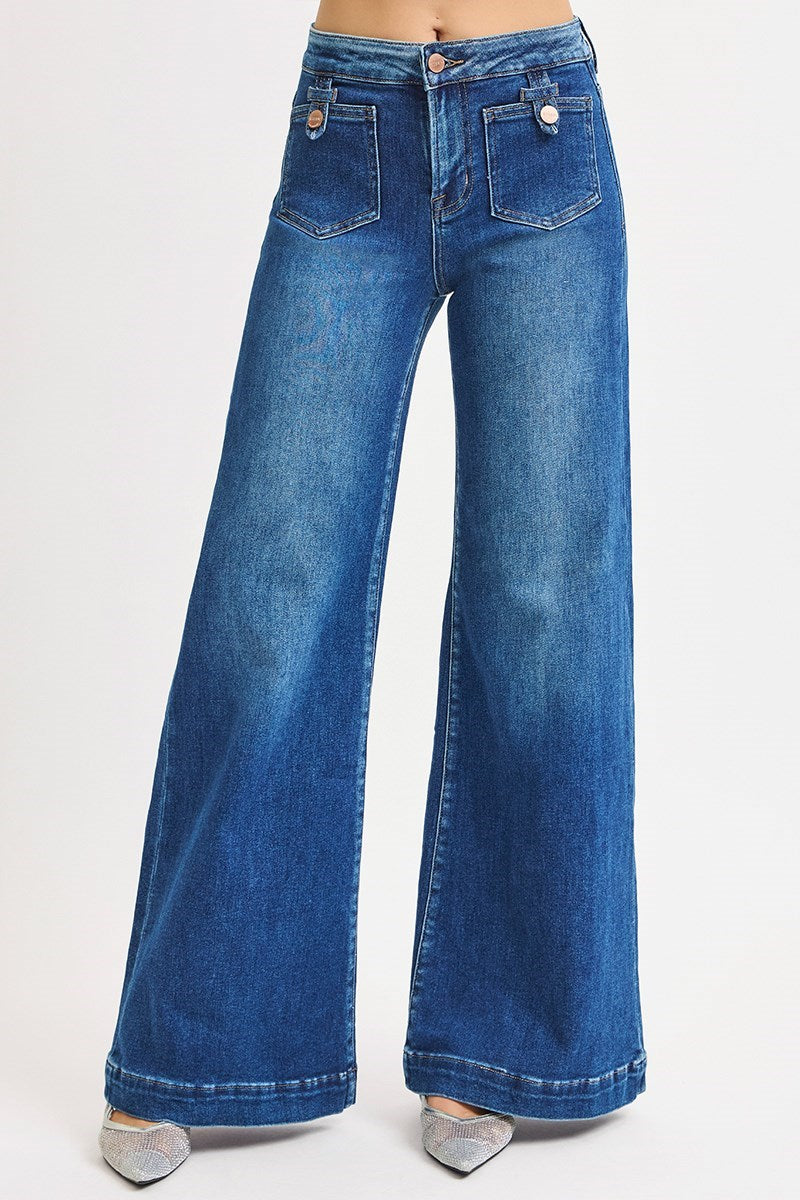 Patch-Pocket Mid Rise Jeans-190 Denim-RISEN JEANS-Coastal Bloom Boutique, find the trendiest versions of the popular styles and looks Located in Indialantic, FL