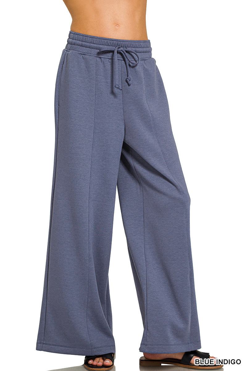Weekend Ease Wide-Leg Pants - Blue Indigo-170 Bottoms-Zenana-Coastal Bloom Boutique, find the trendiest versions of the popular styles and looks Located in Indialantic, FL
