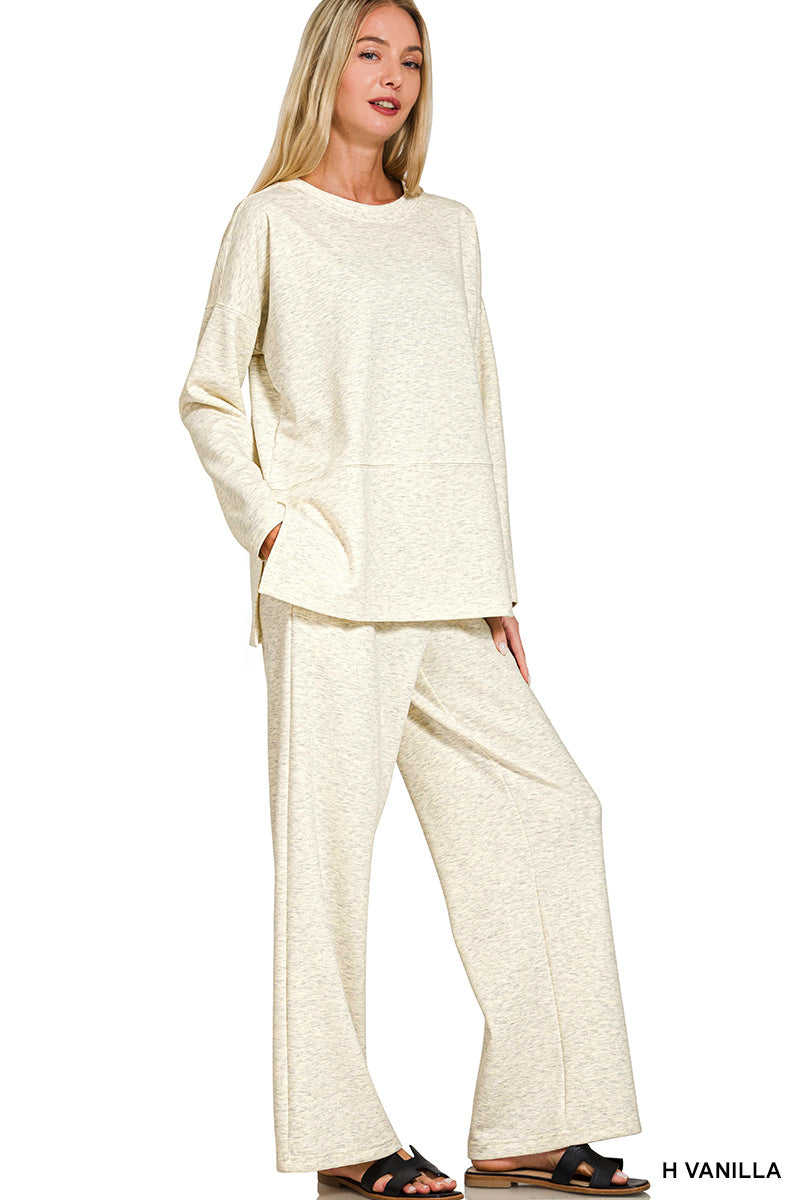 Runway Lounge Scuba Top & Pants Set - H Vanilla-210 Loungewear/Sets-Zenana-Coastal Bloom Boutique, find the trendiest versions of the popular styles and looks Located in Indialantic, FL