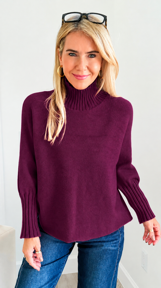 Break Free Long Sleeve Italian Sweater Top - Wine