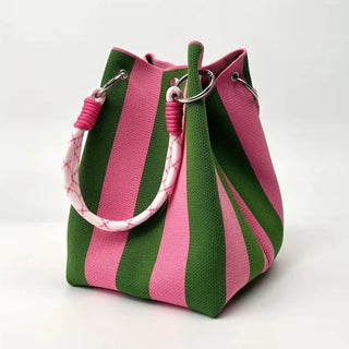 Mariner Stripe Bucket Bag - Pink/Green