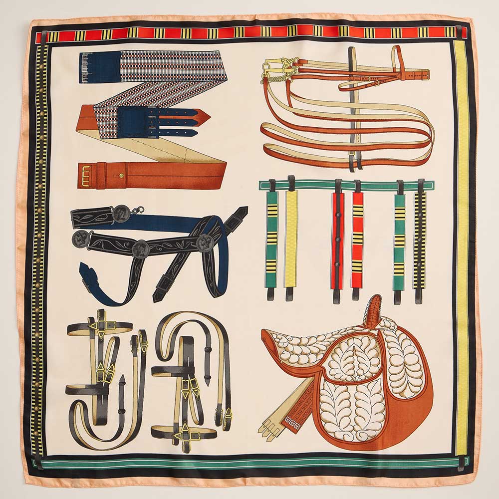 Equestrian Dreams Silk-Feel Scarf - Ivory-260 Other Accessories-NYW-Coastal Bloom Boutique, find the trendiest versions of the popular styles and looks Located in Indialantic, FL