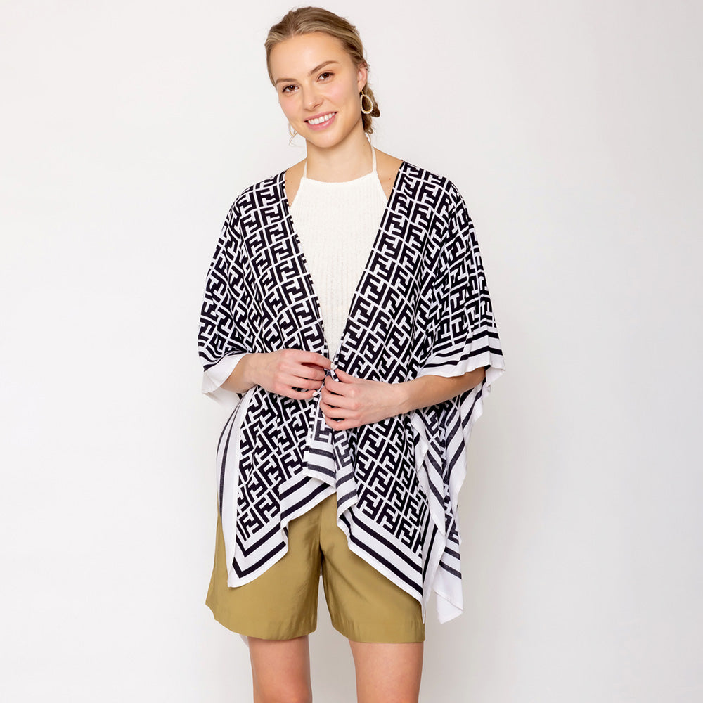 Maze Drape Kimono - White-150 Cardigan Layers-NYW-Coastal Bloom Boutique, find the trendiest versions of the popular styles and looks Located in Indialantic, FL