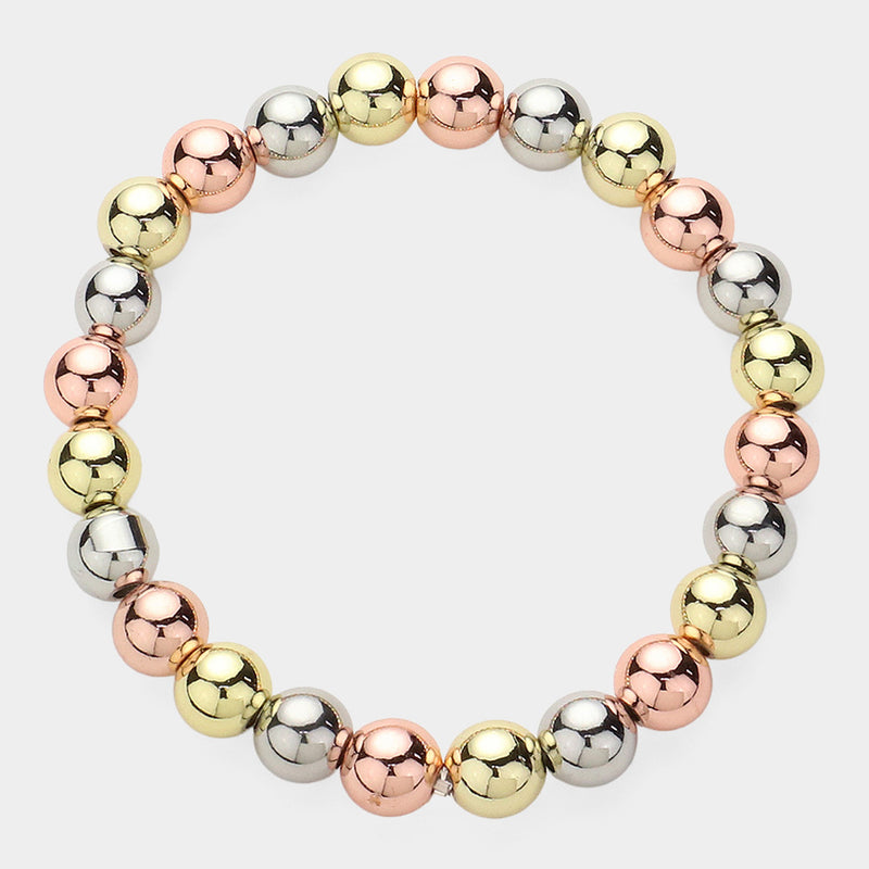 Trio Tone Sphere Bracelet-230 Jewelry-NYW-Coastal Bloom Boutique, find the trendiest versions of the popular styles and looks Located in Indialantic, FL