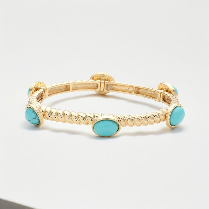 Textured Oval Hinge Bracelet - Turquoise-230 Jewelry-NYW-Coastal Bloom Boutique, find the trendiest versions of the popular styles and looks Located in Indialantic, FL