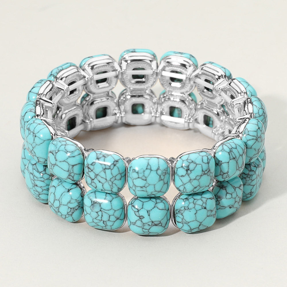PRE ORDER-Marbled square cut stone bracelet-230 Jewelry-NYW-Coastal Bloom Boutique, find the trendiest versions of the popular styles and looks Located in Indialantic, FL