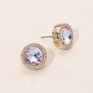Iridescent Halo Stud Earrings - Amethyst