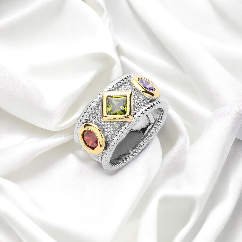 CZ Colorful Paved Ring-230 Jewelry-Wona-Coastal Bloom Boutique, find the trendiest versions of the popular styles and looks Located in Indialantic, FL