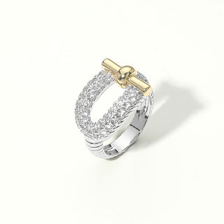 Cable Twist Micropavé Two Tone Ring