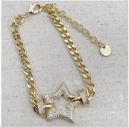 Micropave Star Bracelet-230 Jewelry-TREASURE JEWELS-Coastal Bloom Boutique, find the trendiest versions of the popular styles and looks Located in Indialantic, FL