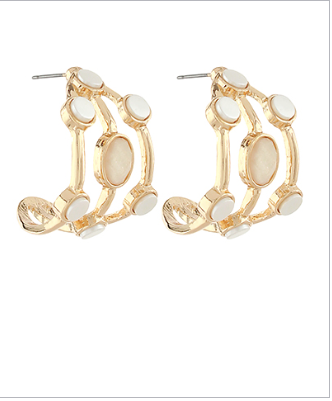 Pearl Station Triple Layared Hoop Earring-230 Jewelry-GS JEWELRY-Coastal Bloom Boutique, find the trendiest versions of the popular styles and looks Located in Indialantic, FL