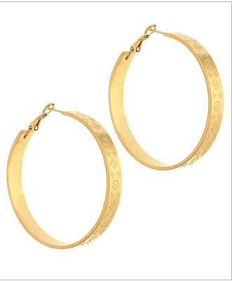 Engraved Clover Pattern Hoop Earring-230 Jewelry-GS JEWELRY-Coastal Bloom Boutique, find the trendiest versions of the popular styles and looks Located in Indialantic, FL