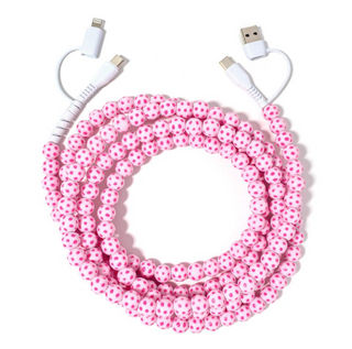 Bubble Cord Phone Charger - Pink Polka Dot