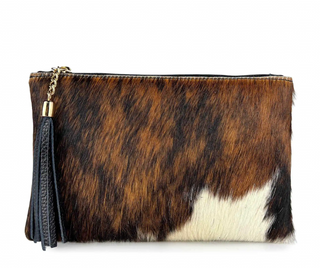 Wild Hide Tassel Clutch - Brown Cow