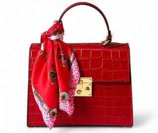 Italian Genuine Leather La Contessa Handbag - True Red