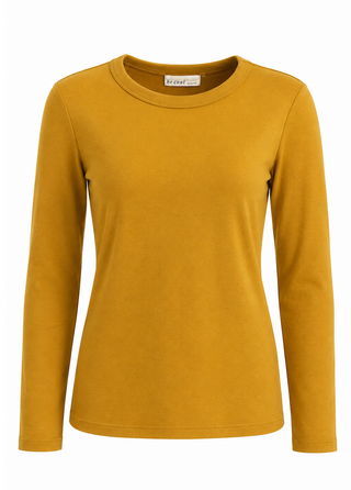 Round Neck Knit Top - Dijon