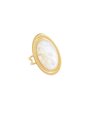 Stainless Steel Mother of Pearl Statement Ring