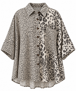 Wild Leopard Print Button Front Blouse