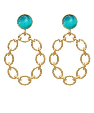 Gem Stud Drop Earrings - Turquoise-230 Jewelry-GS JEWELRY-Coastal Bloom Boutique, find the trendiest versions of the popular styles and looks Located in Indialantic, FL