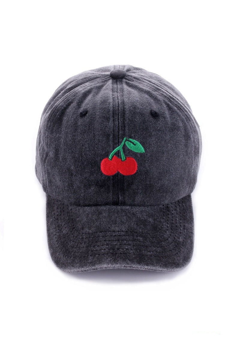 Cherry Pop Baseball Cap - Black-260 Other Accessories-Zenana-Coastal Bloom Boutique, find the trendiest versions of the popular styles and looks Located in Indialantic, FL