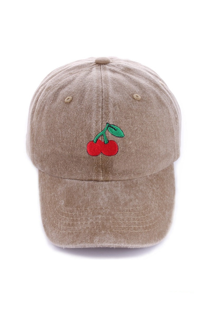 Cherry Pop Baseball Cap - Mocha-260 Other Accessories-Zenana-Coastal Bloom Boutique, find the trendiest versions of the popular styles and looks Located in Indialantic, FL