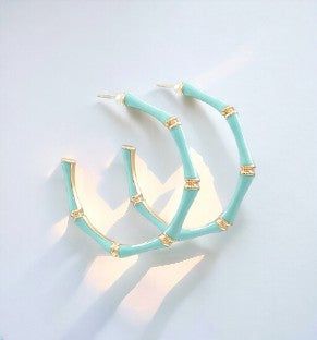 Bamboo Hoop Earrings - Mint-230 Jewelry-GS JEWELRY-Coastal Bloom Boutique, find the trendiest versions of the popular styles and looks Located in Indialantic, FL