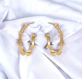 Bamboo Shaped Pearled Chunky Earrings-230 Jewelry-GS JEWELRY-Coastal Bloom Boutique, find the trendiest versions of the popular styles and looks Located in Indialantic, FL