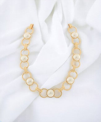 Pearl & Round Link Necklace-230 Jewelry-GS JEWELRY-Coastal Bloom Boutique, find the trendiest versions of the popular styles and looks Located in Indialantic, FL