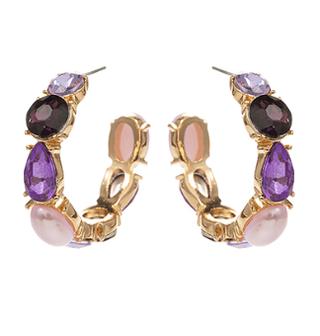 Gemstone Hoop Earrings - Purple