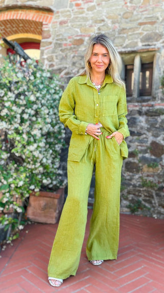 The Ellis Linen Italian Pant - Pistachio