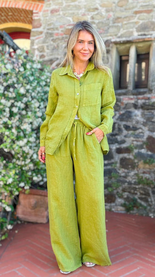 The Ellis Linen Italian Pant - Pistachio