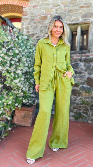 The Ellis Linen Italian Pant - Pistachio