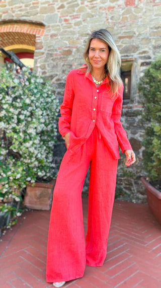 The Ellis Linen Italian Pant - Coral
