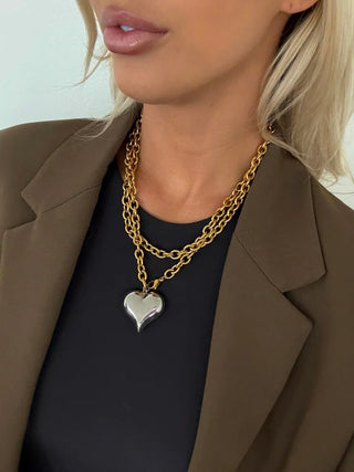 Two Toned Heart Necklace - Chansutt