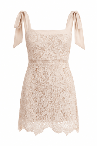 A-Line Lace Bow Detail Dress
