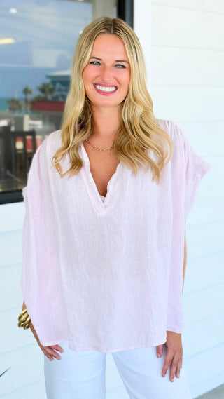 A Moment Linen Italian Top- Light Pink