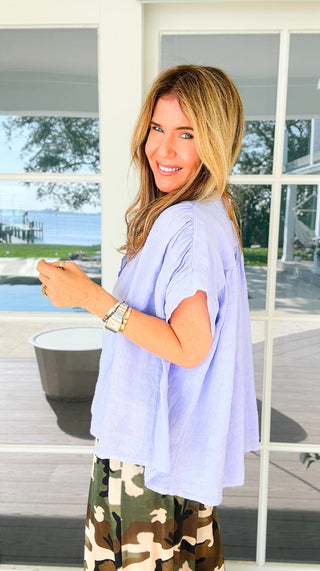 A Moment Linen Italian Top- Lilac