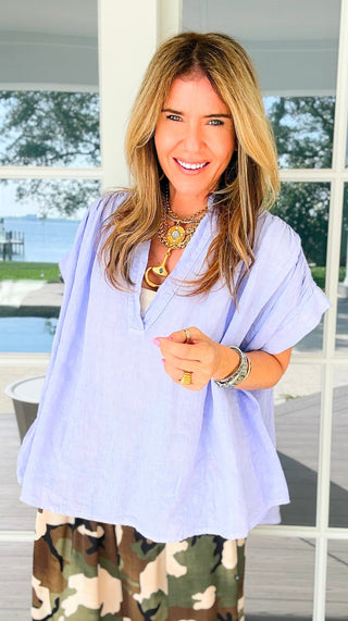 A Moment Linen Italian Top- Lilac