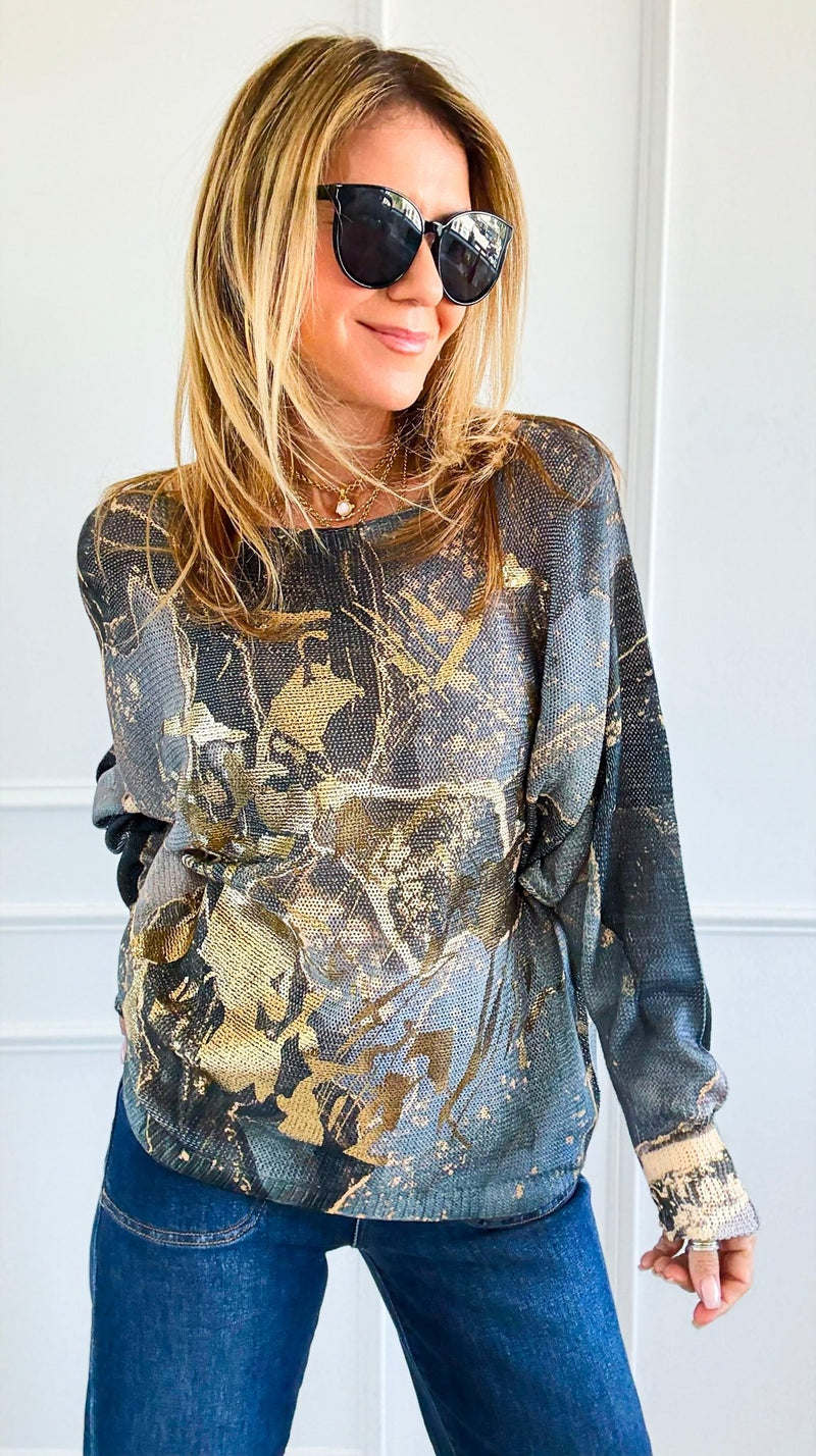 Abstract Shadows Italian St Tropez Sweater-140 Sweaters-Italianissimo-Coastal Bloom Boutique, find the trendiest versions of the popular styles and looks Located in Indialantic, FL